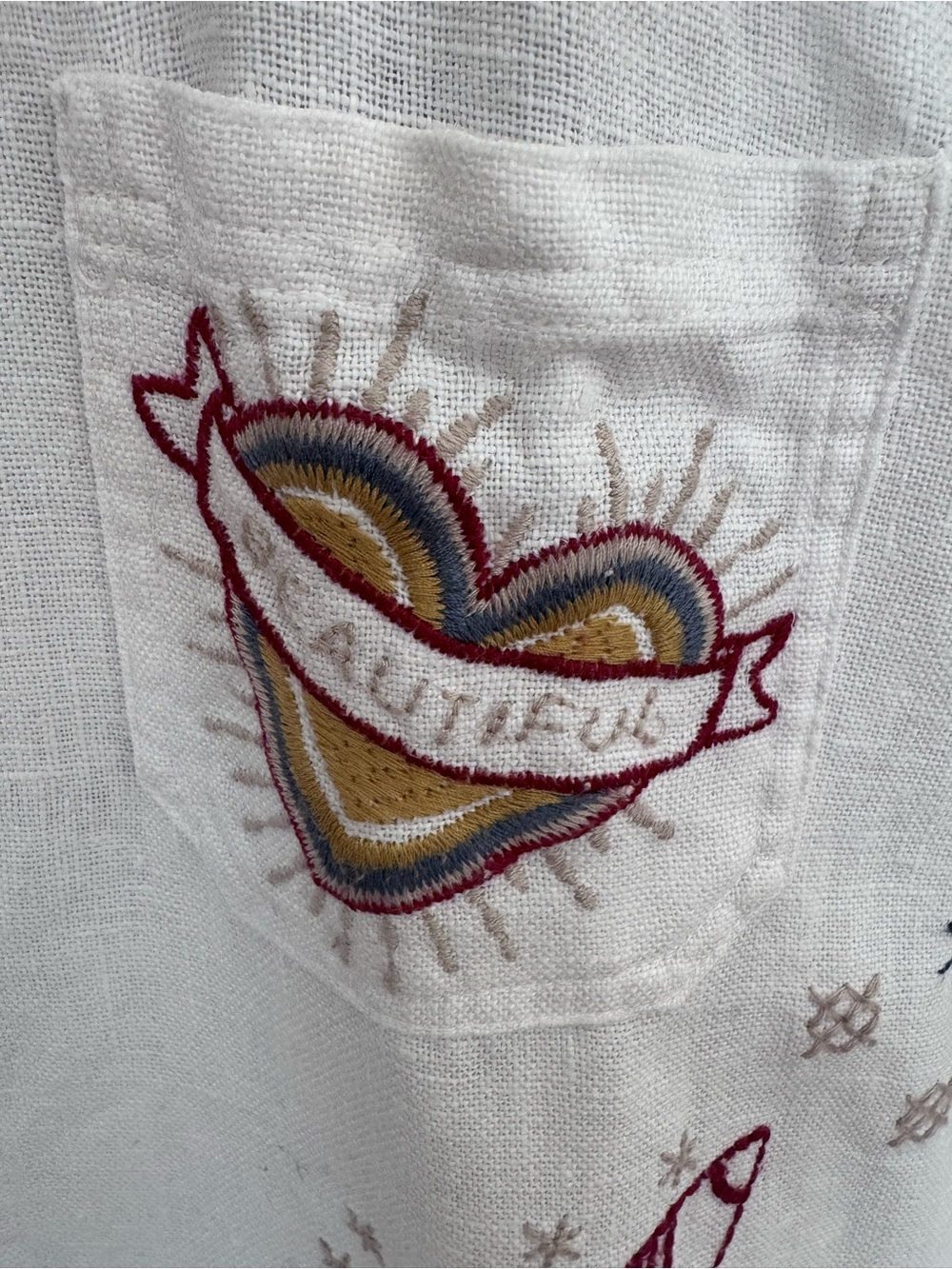Johnny Was Workshop Embroidered White Linen Button-Up Jacket - Picture 6 of 10